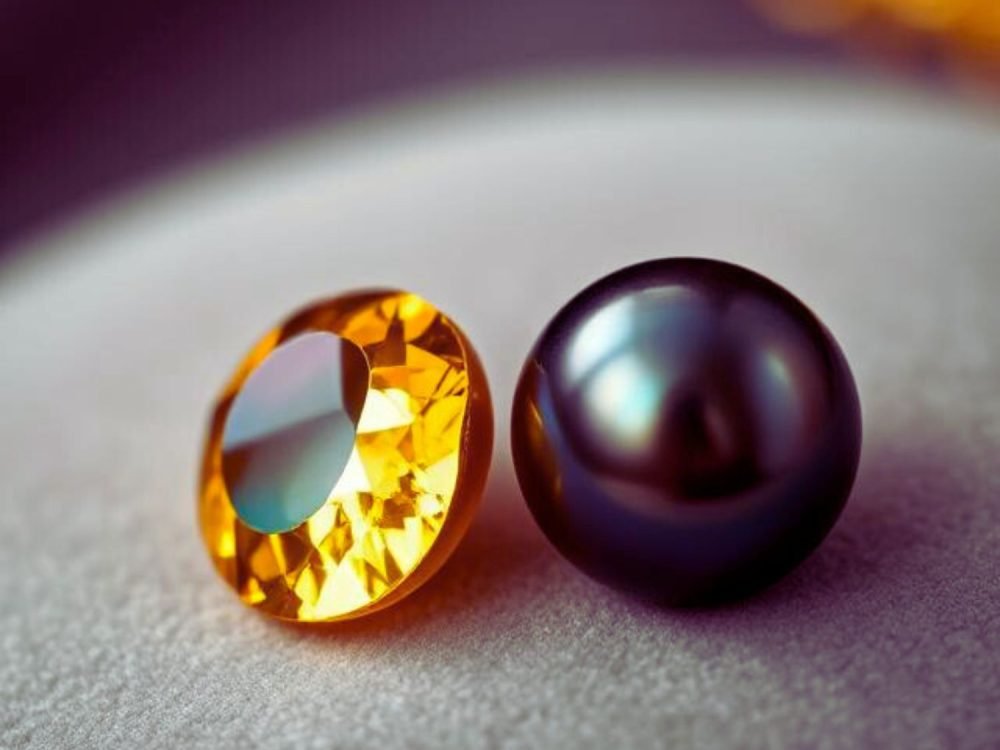 yellow sapphire and black pearl